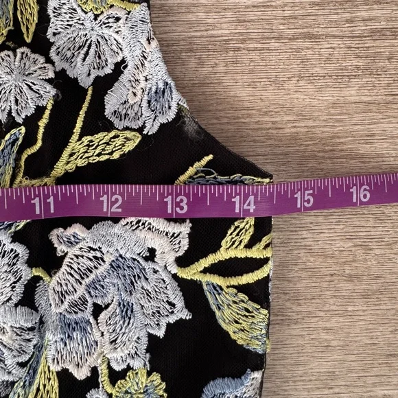 Rachel Rachel Roy Blue Floral Embroidered Sheath Dress Mesh Overlay Size 2 - Picture 7 of 13